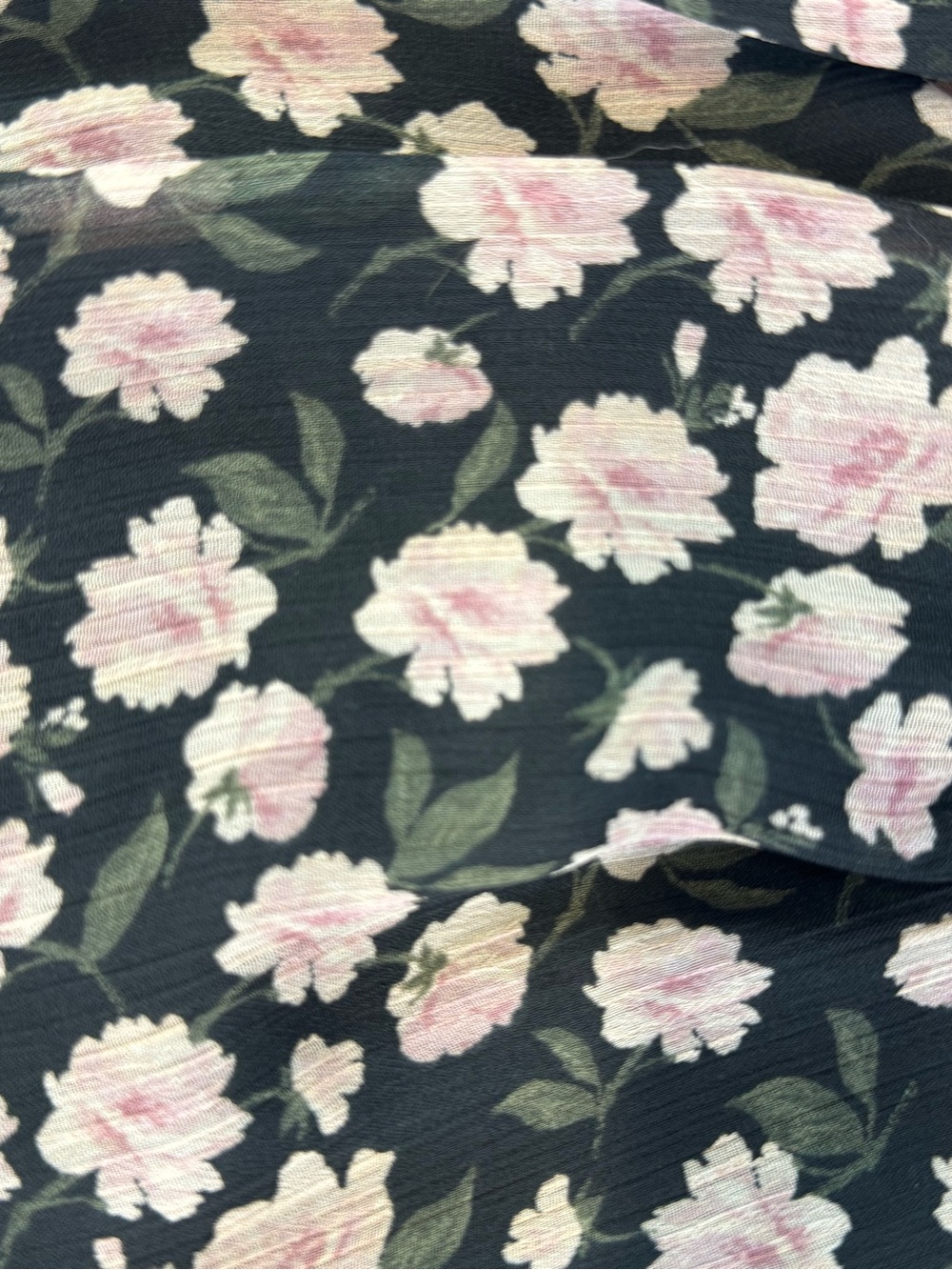 American Eagle Floral Off-Shoulder Peasant Top - Black with Pink Flowers, Medium - Picture 6 of 7